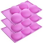 Newk 5 Holes Semi Sphere Silicone Mold, 3 Packs 5-Cavity Half Sphere Mold for Making Chocolate Bomb, Cake, Jelly, Pudding, Dome Mousse - Purple