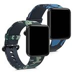kwmobile TPU Silicone Watch Strap Compatible with Xiaomi Mi Watch Lite/Redmi Watch - 2x Band - camouflage Black/Light Green/Dark Green