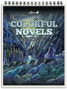 ColorIt Colorful Novels Adult Coloring Book to Relieve Stress, 50 Original Drawings from Classic Books, Spiral Binding, Perforated Pages, USA Printed, Lay Flat Hardback Book Cover, Ink Blotter Paper