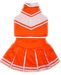 Women Cheerleader Cheerleading Outfit Uniform Costume Cosplay Neon Orange/White (M/ 8-10)