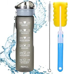 XACIOA 32oz Water Bottle with Straw,Drink Sport Bottle with Time Markings Leakproof BPA Free,Ensure You Drink Enough Water Throughout The Day for Fitness and Outdoor Enthusiasts