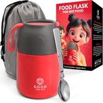GOOD FOR YOU - Thermal Food flask for hot food, Soup containers, ideal as a thermal lunch box, soup flask or food warmer lunch box - Stainless Steel insulated hot food flask - Red