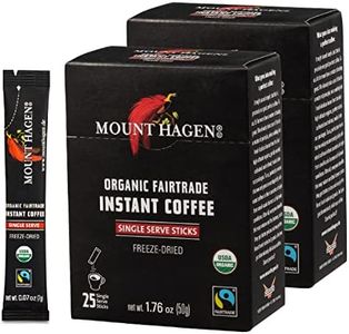 Mount Hagen 25 Count Single Serve Instant Coffee Packets - 2 Pack | Organic Medium Roast Arabica Beans [2 x 25 sticks/1.76oz/50g]