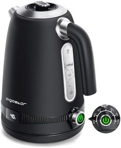 Aigostar Electric Kettle with Variable Temperature (40°C-100°C), 1.7L Digital Kettle Keep Warm, Fast Boil Smart Eco Kettle, Boil-Dry Protection, Stainless Steel, 2200W, Black - Loki