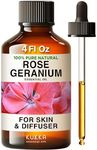 Kukka Rose Geranium Essential Oil for Skin - 100% Pure Natural Geranium Oil for Diffuser - Rose Geranium Essential Oil for Aromatherapy - Soap Making Scent & DIY (118ml)