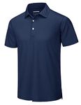 TACVASEN Mens Golf Polo Shirts Dry Fit Short Sleeve Collared Classic Polos Tennis Solid T Shirts Casual Active Work, Navy, X-Large