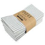 INFEI Soft Plain Striped Cotton Linen Blended Dinner Cloth Napkins - Set of 12 (40 x 30 cm) - for Events & Home Use (Ocean)