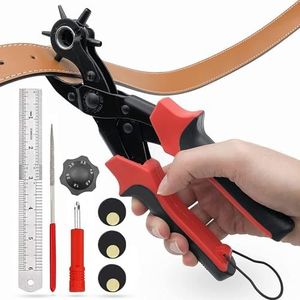 Leather Hole Punch,Belt Hole Puncher for Leather, Revolving Punch Plier Kit,Leather Punch Plier for Leather, Belts, Watches, Handbags, Leather Punch Tool for Belts Diameter : 4.5/4 /3.5/3/2.5/2mm.