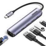 UGREEN USB C Hub Ethernet, USB C Hub Multiport Adapter with 4K 60Hz HDMI,100W Power Delivery, 1000Mbps Ethernet, 2 5Gbps USB-A Data Ports for MacBook M1/M2, iPhone 15 Pro/Pro Max, XPS and More