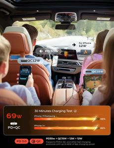 LISEN Retractable Car Charger 69W – Fast USB Car Adapter