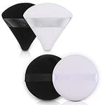 4pcs Makeup Powder Puff Velvet Powder Puff Triangle Powder Puff Round Soft Powder Sponge Pressed Setting Powder Puffs Foundation Sponge for Make up Dry Wet |Triangle 2Round |Black&White