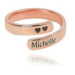 RoiDes Arts Engraved Minimalist Ring Personalized Rings For Her Custom Name Ring Everyday Gold Ring For Her Anniversary Birthday Gift (Rose Gold Plated), For Unisex-Adult - Adjustable