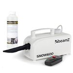 beamz Snow600 Artificial Snow Machine with 5L Concentrated Fluid, Ideal Snow Machine for Party Events, Creating Winter Atmosphere at Parties, Weddings, DJ and Large Venues
