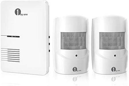 1byone Driveway Alarm, Home Security Alert System with 36 Melodies, 1 Plug-in Receiver and 2 Weatherproof PIR Motion Detector, 1000ft Wireless Transmission Range and 24ft PIR Detection Range