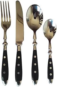 IKXO 24 Pieces Black Silverware Set, Black Flatware Set, Food-Grade Stainless Steel Cutlery Set for 6, Tableware Eating Utensils, Mirror Finished, Dishwasher Safe