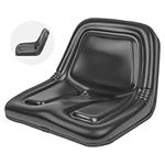 Universal Tractor Seat, High-Back, Steel Pan, Waterproof with Drain Holes, Heavy-Duty Vinyl, Comfortable Cushion, Fits Garden Lawn Tractors, Riding Mowers, Skid Steers, Forklifts - 135 Black