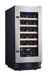 Kalamera 15'' Wine Cooler 30 Bottle Built-in or Freestanding with Stainless Steel & Double-Layer Tempered Glass Door and Temperature Memory Function