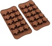 Star Shaped Silicone Chocolate Mold Ice Cube Candy Silicone Mold 2PCS 15-Cavity Non Stick Food Grade Star Silicone Mold for Wax Melt Soap Candle