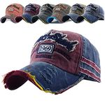 CheChury Distressed Baseball Cap for Men Vintage Sports Casual Sun Hat Unisex Adjustable Washed Embroidered Cap Cotton Snapback Trucker Hat