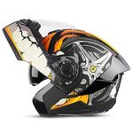 Steelbird SBA-8 Crazy Wheel ISI Certified Flip-Up Helmet for Men and Women with Inner Smoke Sun Shield (Medium 580 MM, Matt Black Orange)