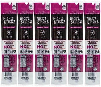 Nick's Sticks Spicy Free Range Turkey Snack Sticks | Made in the USA | Gluten Free | Paleo, Keto, Whole30 Approved | No Soy, Antibiotics or Hormones (6 – 1.7oz. Packs of 2 Sticks)