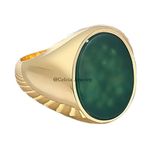 Natural Green Onyx Gemstone Mens Signet Ring, Gold Over 925 Sterling Silver Handmade Ring, Statement Promise Proposal Gifts For Dad Husband Boyfriend (green-onyx (yellow)