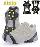 XZSUN Ice cleats，Snow Ice Traction Shoe Boot Cleats， Anti Slip 10-Studs Silicone Rubber Crampons with 10 Extra Studs for Footwear(M, Black)