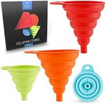 Zulay (Set of 4) Silicone Funnels - Space Saving Collapsible Funnel Set with Narrow Mouth - Flexible Foldable Kitchen Silicone Funnel for Transferring Liquids & Filling Bottles (2 Small & 2 Large)