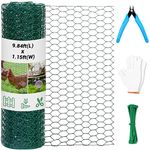 Chicken Wire Fence for Craft,13.78 x 118 Inch Lightweight Galvanized Hexagonal Chicken Wire Netting, Chicken Wire Mesh for Garden Poultry, Floral Chicken Wire Fencing with Gloves, Wire Ties and Plier