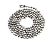 50pcs Nickel Plated Ball Chain Necklace, 24 Inches Long 2.4mm Bead Size # 3 Metal Bead Steel Chain, Military bead chain, Dog Tag Necklace by Special100%