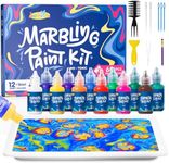 JUPITEARTH 12 Color Water Marbling Paint Kit, Arts and Crafts for Girls & Boys, Art Supplies for Kids Ages 3-5 4-8 8-12, Marbling Paint for DIY Crafts, Christmas and Birthday Gifts