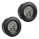 2 Pack Reptile Thermometer Hygrometer, Digital hygrometer thermometer Gauge for Incubators Breeding Boxes Terrariums Hygrometer for Lizards Spiders Tortoises, Switchable Celsius/Fahrenheit Black