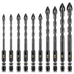 Serplex® 12pcs Drill Bit Set Tungsten Steel Drill Bit with 7 Sizes Drill Bits for Glass, Tile, Brick, Cement, Concrete, Plastic, Wood