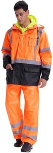 SRsafety High Visibility Rain Gear, Class 3 High Visibility Work Rain Gear for Men, Construction Rain Suits