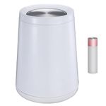 YOJIA Metal White Trash Can with Lid, Conical Garbage Can with Removable Inner,Decorative Unique White Garbage Can for Bathroom, Bedroom,Office,Hotel,Dorm,Rest Room,Dresser(32Awhite)