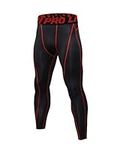 LNJLVI Men's Compression Pants Sports Workout Leggings Baselayer Tights (Running Pants/Black red line,L)