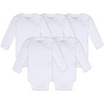 Burt's Bees Unisex Baby Bodysuits, 5-Pack Short & Long Sleeve One-Pieces, 100% Organic Cotton, Cloud Long Sleeve, 0-3 Months US