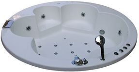 MADONNA Pacific 6 ft Round Acrylic Sink-in Bath Tub with Whirlpool Massage, Bubble Bath and Filler System - White