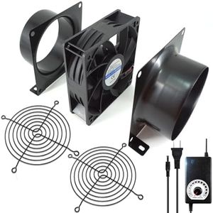 4" Axial Exhaust Fan, 3000RPM 120mm DC12V Dual Ball Bearings Air Exhaust Fume Smoke Extractor Fan Kit for DIY Soldering, 3D Laser, Paint Booth (4" Duct Adapters, Mesh, Dimmer Included)