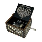 Mini Music Box 18 Note Hand Crank Engraved Wood Music Box for Dear Wife Girlfriend Valentine Xmas Wedding Anniversary Present (Can't Help Falling in Love-black)