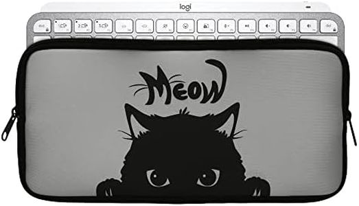 kwmobile Neoprene Pouch Compatible with Logitech Mx Keys Mini Wireless - Dust Cover with Zip - Meow Cat, Grey/Black