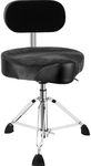 AKOLT Saddle Drum Throne with Backrest, Heavy Duty Drum Seat, Hydraulic Drum Stool, Height Adjustable Suede Drum Chair, Motorcycle Style, for Adults Drummers Grey