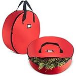 ZOBER Christmas Wreath Storage Container - 30 Inch, Waterproof Wreath Box - Dual Zippers, Durable Handles, & Card Slot - Holiday and Seasonal Wreath Storage Boxes - 2 Pk