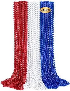 Huskein 24 PCS Fourth of July Beaded Necklaces, 33" Red White Beads Necklaces Bulk, Independence Day Beads, Patriotic Parade Throw Accessories Set for 4th of July Party Decorations Favors Supplies