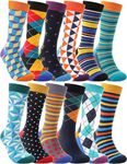 Men Funny Socks Fun Dress Cozy Crazy Cute Fashion Novelty Fun Gift Breathable Cotton Crew Socks Stocking Stuffers for Mens(Colorful(12 Pairs),L)