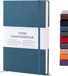 BEECHMORE BOOKS Lined Journal Notebook, 8.5 x 11.5 inch A4 160 Lined Pages, Hardcover Leather Journals for Women, Men, Writing and Notebooks for Work - 120 GSM Thick Paper, Gifts Box Included