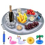 Inflatable Drinks Holder for Pool,Hot Tub Drinks Holder Set with 4 Floating Cup Holders, 8 Holes Large Cloud Hot Tub Table for Beverage Salad Fruit Buffet,Lazy Spa Accessories for Hot Tub