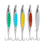 TUXIBIN 5pcs dexter wedge fishing lures sea Trout Lures Metal Slice Spoon Treble Hooks Mackerel sequins spinner Hard Baits sea fishing spinners pike lures