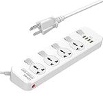 MAXBROTHERS Multi Power Bar, Power Strip with USB Ports, 4 Universal Socket, Surge Protector, 4 Quick USB (5V 3.4A 17W), Independent Switch, 6.5ft Power Cord, Child Safe Door