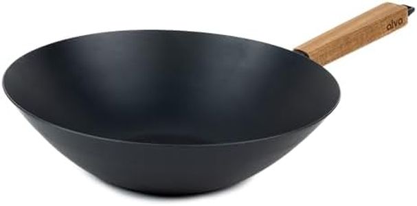 Alva Forest Nonstick Carbon Steel Wok Pan Skillet Non Toxic Pre-Seasoned 12" PFAS, PFOA & PFTE Free, for Cooking Pan Set, Induction Safe, Add to Your Woks and Stir Fry Set Cookware